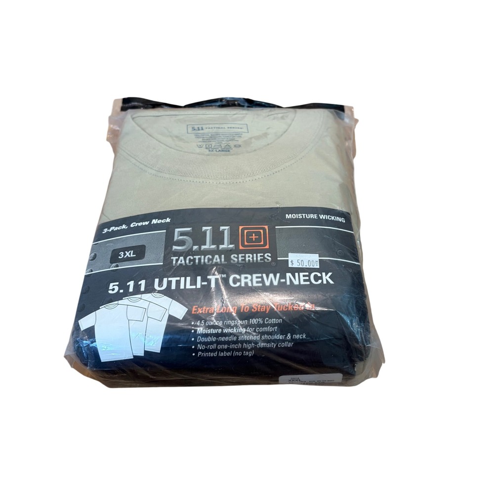 5.11 Tactical Utili-T Crew-Neck 3-Pack Tee Shirts ACU Tan 40016 Men 3XL XXXL